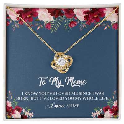 Love Knot Necklace 18K Yellow Gold Finish | Personalized Meme Necklace From Grandkids Granddaughter Grandson I've Loved You My Whole Life Floral Meme Birthday Mothers Day Christmas Customized Message Card | siriusteestore