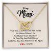Interlocking Hearts Necklace 18K Yellow Gold Finish | Personalized Mimi Necklace From Grandkids Granddaughter Grandson You Will Always Be My Mimi Birthday Mothers Day Christmas Customized Gift Box Message Card | siriusteestore
