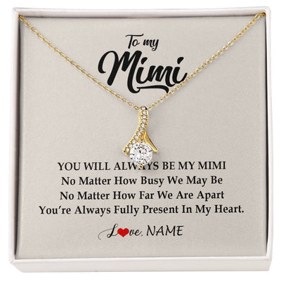 Alluring Beauty Necklace 18K Yellow Gold Finish | Personalized Mimi Necklace From Grandkids Granddaughter Grandson You're Always In My Heart Mimi Birthday Mothers Day Christmas Customized Gift Box Message Card | siriusteestore