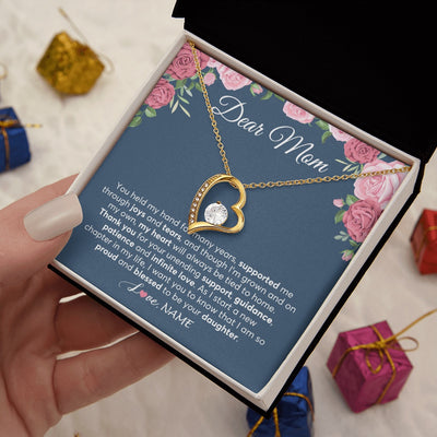 Forever Love Necklace 18K Yellow Gold Finish | 2 | Personalized Mom Mother Of The Bride From Daughter Necklace Thank You Mother And Daughter Wedding Gifts For Mom On Wedding Day Customized Gift Box Message Card | siriusteestore.myshopify