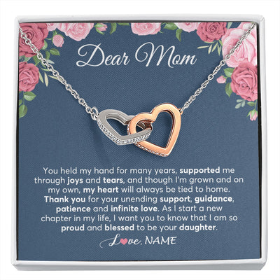 Interlocking Hearts Necklace Stainless Steel & Rose Gold Finish | 1 | Personalized Mom Mother Of The Bride From Daughter Necklace Thank You Mother And Daughter Wedding Gifts For Mom On Wedding Day Customized Gift Box Message Card | siriusteestore.myshopify