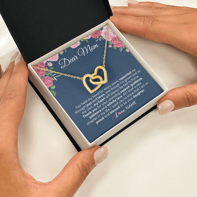 Interlocking Hearts Necklace 18K Yellow Gold Finish | 2 | Personalized Mom Mother Of The Bride From Daughter Necklace Thank You Mother And Daughter Wedding Gifts For Mom On Wedding Day Customized Gift Box Message Card | siriusteestore.myshopify