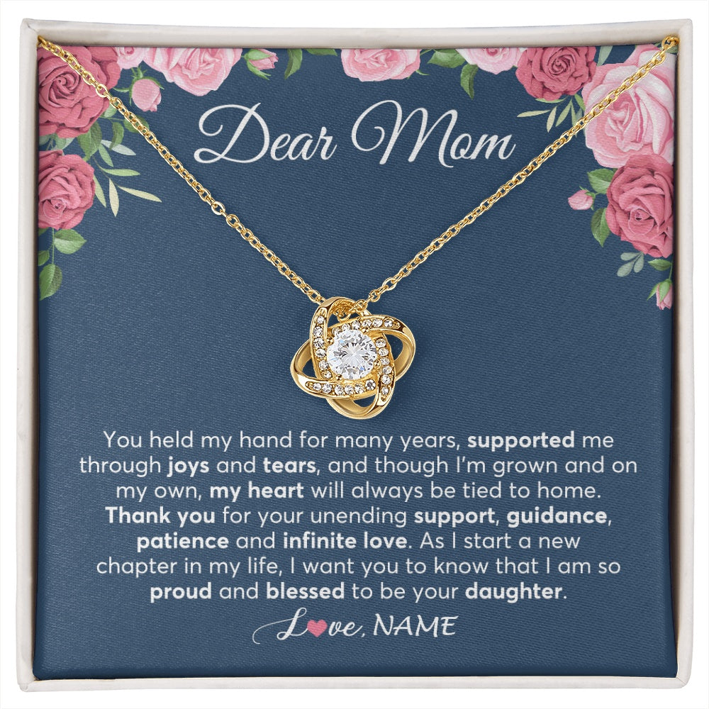 Love Knot Necklace 18K Yellow Gold Finish | 1 | Personalized Mom Mother Of The Bride From Daughter Necklace Thank You Mother And Daughter Wedding Gifts For Mom On Wedding Day Customized Gift Box Message Card | siriusteestore.myshopify