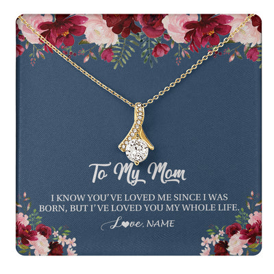 Alluring Beauty Necklace 18K Yellow Gold Finish | 1 | Personalized Mom Necklace From Daughter Son I've Loved You My Whole Life Floral Mom Birthday Mothers Day Christmas Customized Message Card | siriusteestore