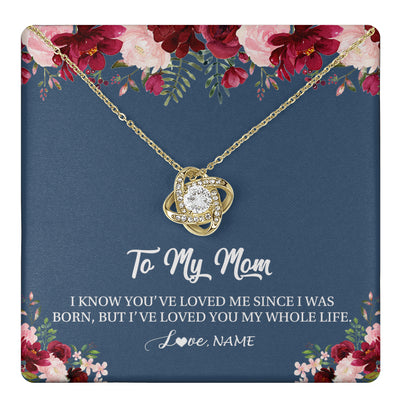 Love Knot Necklace 18K Yellow Gold Finish | 1 | Personalized Mom Necklace From Daughter Son I've Loved You My Whole Life Floral Mom Birthday Mothers Day Christmas Customized Message Card | siriusteestore