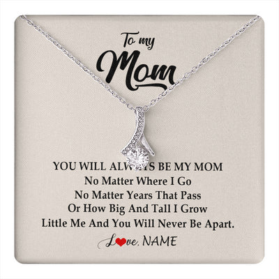 Alluring Beauty Necklace 14K White Gold Finish | 1 | Personalized Mom Necklace From Daughter Son You Will Always Be My Mom Birthday Mothers Day Christmas Customized Gift Box Message Card | siriusteestore