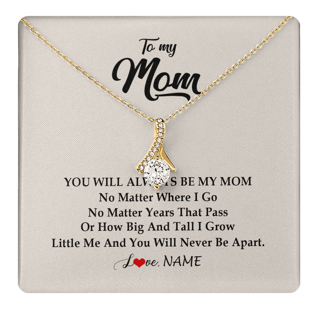 Alluring Beauty Necklace 18K Yellow Gold Finish | 1 | Personalized Mom Necklace From Daughter Son You Will Always Be My Mom Birthday Mothers Day Christmas Customized Gift Box Message Card | siriusteestore