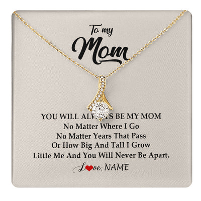 Alluring Beauty Necklace 18K Yellow Gold Finish | 1 | Personalized Mom Necklace From Daughter Son You Will Always Be My Mom Birthday Mothers Day Christmas Customized Gift Box Message Card | siriusteestore