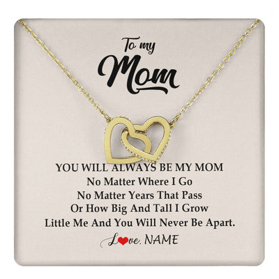 Interlocking Hearts Necklace 18K Yellow Gold Finish | 1 | Personalized Mom Necklace From Daughter Son You Will Always Be My Mom Birthday Mothers Day Christmas Customized Gift Box Message Card | siriusteestore