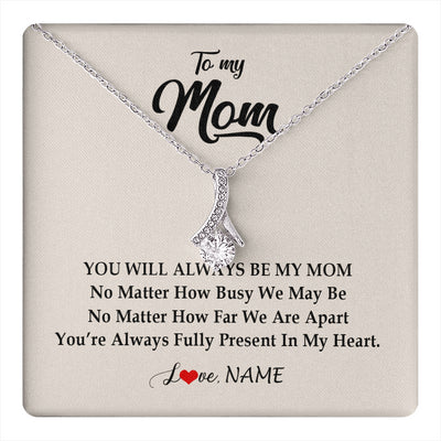 Alluring Beauty Necklace 14K White Gold Finish | 1 | Personalized Mom Necklace From Daughter Son You're Always In My Heart Mom Birthday Mothers Day Christmas Jewelry Pendant Customized Gift Box Message Card | siriusteestore
