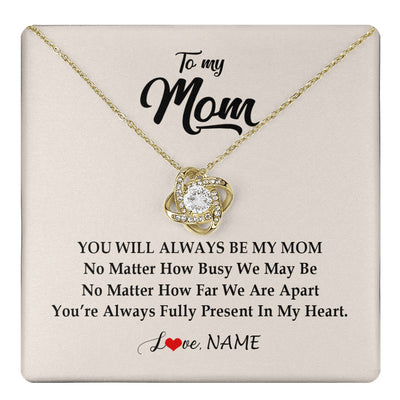 Love Knot Necklace 18K Yellow Gold Finish | 1 | Personalized Mom Necklace From Daughter Son You're Always In My Heart Mom Birthday Mothers Day Christmas Jewelry Pendant Customized Gift Box Message Card | siriusteestore