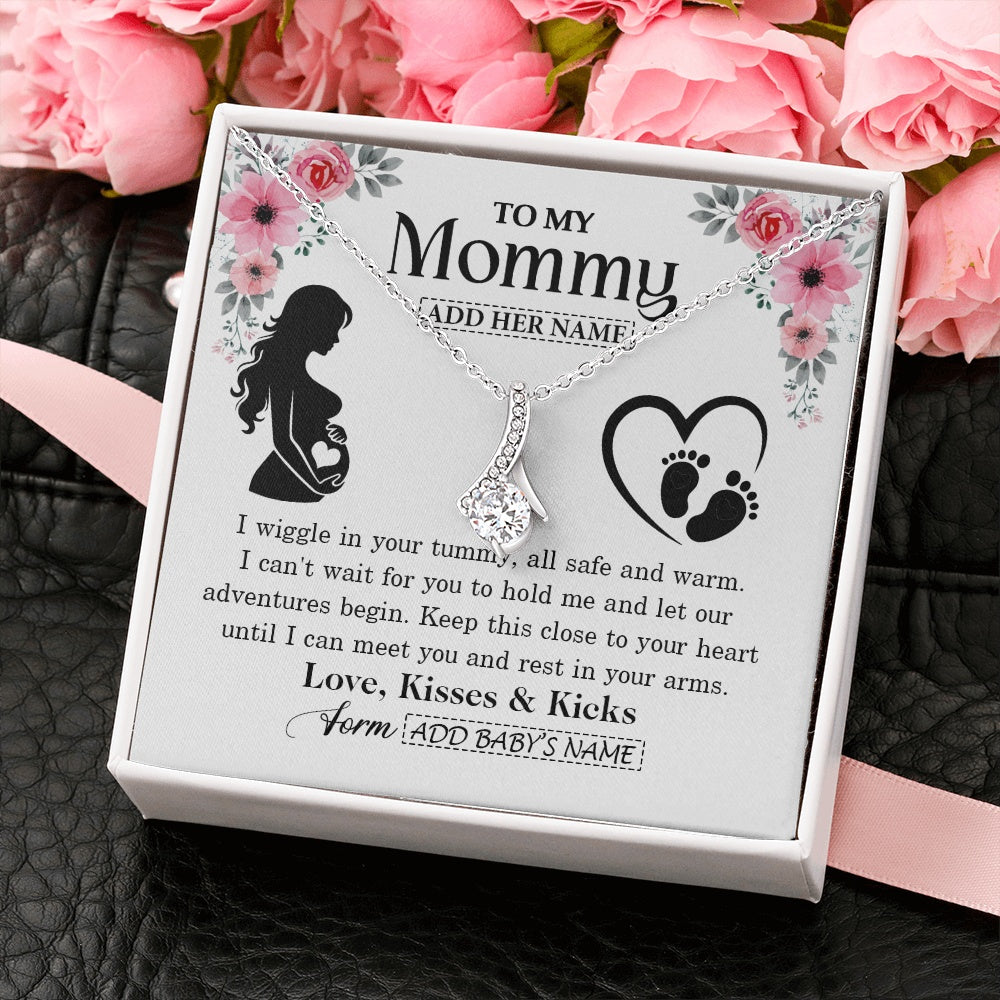 Alluring Beauty Necklace 14K White Gold Finish | 2 | Personalized Mom To Be Gift Pregnancy Gifts For Expecting Mommy Necklace For Women New Mother Present Mothers Day Jewellery Idea Custom Gift Box Message Card | https://siriusteestore.