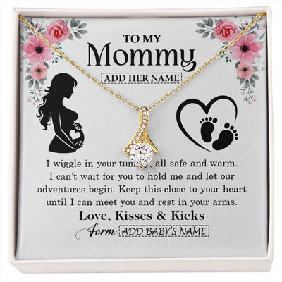 Alluring Beauty Necklace 18K Yellow Gold Finish | 1 | Personalized Mom To Be Gift Pregnancy Gifts For Expecting Mommy Necklace For Women New Mother Present Mothers Day Jewellery Idea Custom Gift Box Message Card | https://siriusteestore.