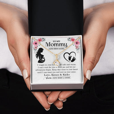 Alluring Beauty Necklace 18K Yellow Gold Finish | 2 | Personalized Mom To Be Gift Pregnancy Gifts For Expecting Mommy Necklace For Women New Mother Present Mothers Day Jewellery Idea Custom Gift Box Message Card | https://siriusteestore.