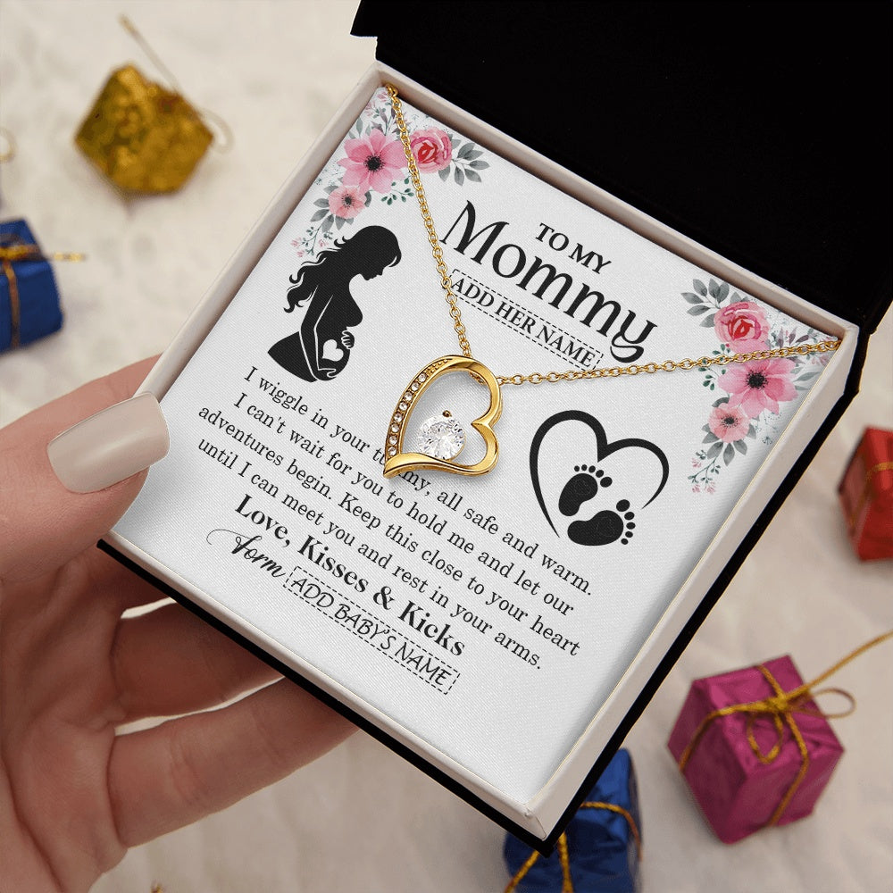 Forever Love Necklace 18K Yellow Gold Finish | 2 | Personalized Mom To Be Gift Pregnancy Gifts For Expecting Mommy Necklace For Women New Mother Present Mothers Day Jewellery Idea Custom Gift Box Message Card | https://siriusteestore.