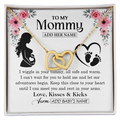Interlocking Hearts Necklace 18K Yellow Gold Finish | 1 | Personalized Mom To Be Gift Pregnancy Gifts For Expecting Mommy Necklace For Women New Mother Present Mothers Day Jewellery Idea Custom Gift Box Message Card | https://siriusteestore.