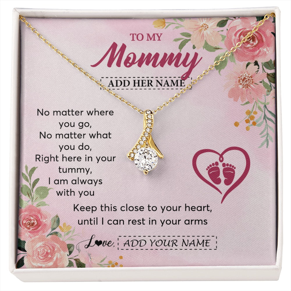 Alluring Beauty Necklace 18K Yellow Gold Finish | 1 | Personalized Mommy To Be Gift Pregnancy Gifts To My Mommy From Baby Bump Necklace Expecting Mom Gifts New Mothers Day Jewellery Custom Gift Box Message Card | https://siriusteestore.