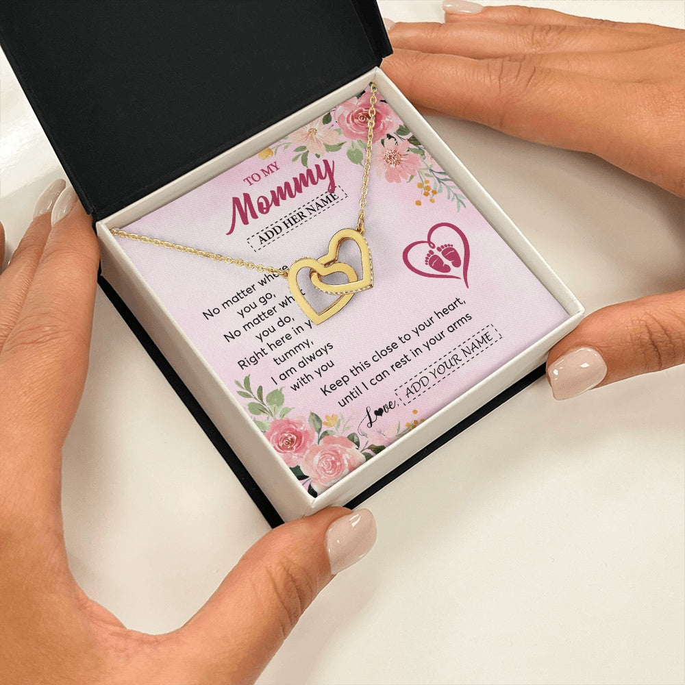 Interlocking Hearts Necklace 18K Yellow Gold Finish | 2 | Personalized Mommy To Be Gift Pregnancy Gifts To My Mommy From Baby Bump Necklace Expecting Mom Gifts New Mothers Day Jewellery Custom Gift Box Message Card | https://siriusteestore.