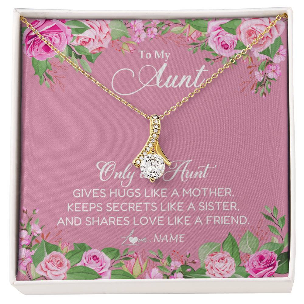 Alluring Beauty Necklace 18K Yellow Gold Finish | Personalized My My Aunt Necklace From Niece Only An Aunt Gives Hugs Like A Mother Aunt Pendant Jewelry Birthday Mothers Day Christmas Customized Message Card | siriusteestore