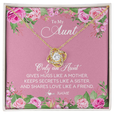 Love Knot Necklace 18K Yellow Gold Finish | Personalized My My Aunt Necklace From Niece Only An Aunt Gives Hugs Like A Mother Aunt Pendant Jewelry Birthday Mothers Day Christmas Customized Message Card | siriusteestore