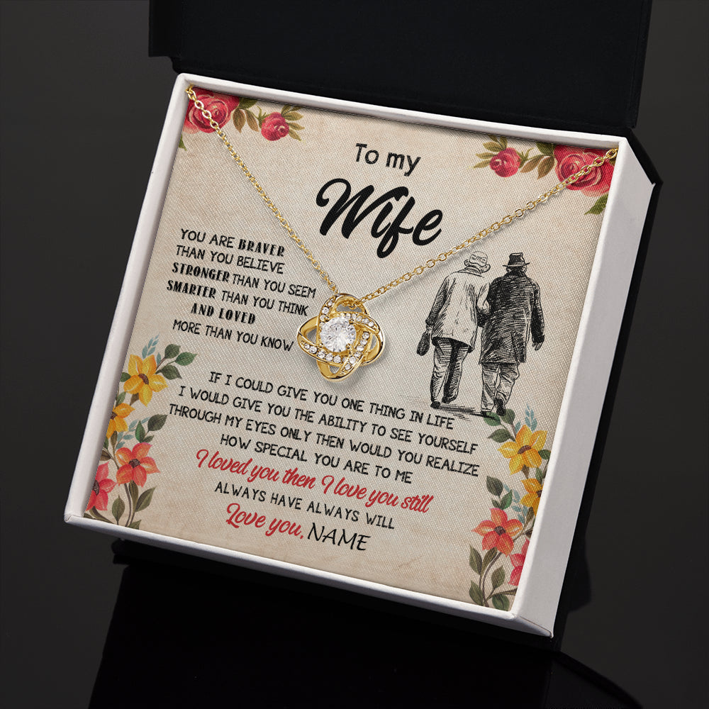 Love Knot Necklace 18K Yellow Gold Finish | 2 | Personalized My Wife Necklace From Husband Grow Old Together Wife Wedding Anniversary Day Birthday Gifts Christmas Jewelry For Her Gift Box Message Card | siriusteestore