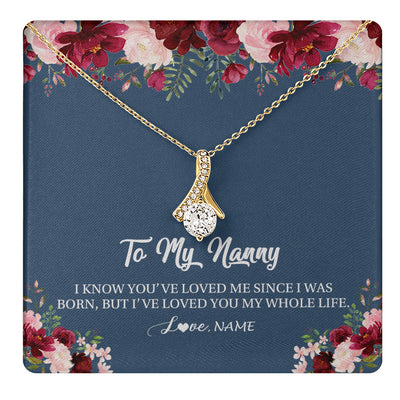 Alluring Beauty Necklace 18K Yellow Gold Finish | 1 | Personalized Nanny Necklace I've Loved You My Whole Life Floral Nanny Birthday Mothers Day Christmas Customized Message Card | siriusteestore