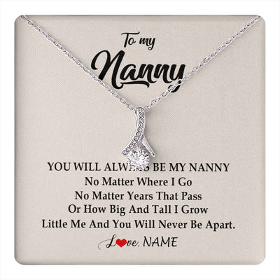 Alluring Beauty Necklace 14K White Gold Finish | 1 | Personalized Nanny Necklace You Will Always Be My Nanny Birthday Mothers Day Christmas Customized Gift Box Message Card | siriusteestore