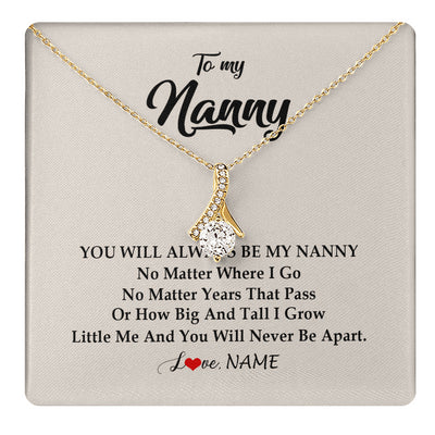 Alluring Beauty Necklace 18K Yellow Gold Finish | 1 | Personalized Nanny Necklace You Will Always Be My Nanny Birthday Mothers Day Christmas Customized Gift Box Message Card | siriusteestore