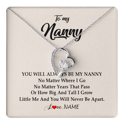 Forever Love Necklace 14K White Gold Finish | 1 | Personalized Nanny Necklace You Will Always Be My Nanny Birthday Mothers Day Christmas Customized Gift Box Message Card | siriusteestore
