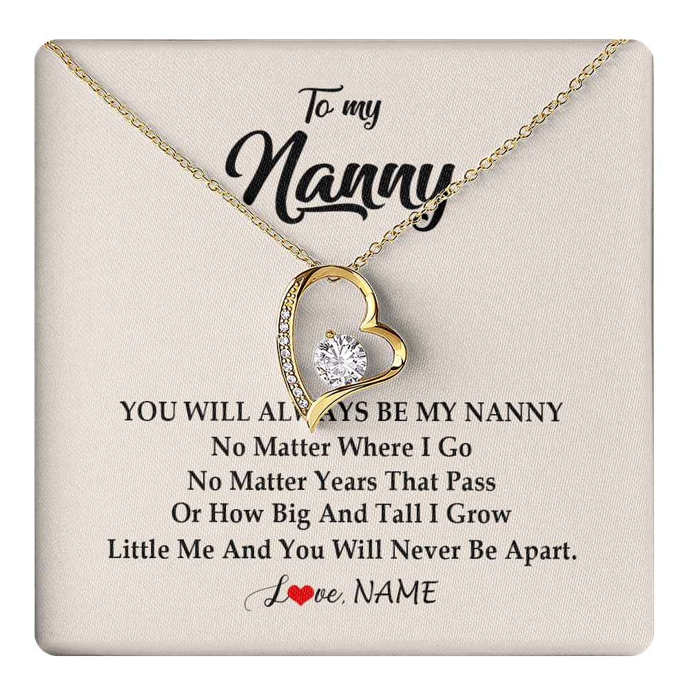 Forever Love Necklace 18K Yellow Gold Finish | 1 | Personalized Nanny Necklace You Will Always Be My Nanny Birthday Mothers Day Christmas Customized Gift Box Message Card | siriusteestore