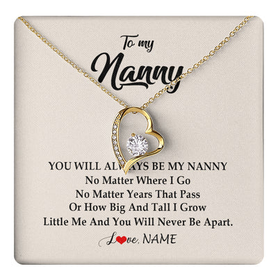 Forever Love Necklace 18K Yellow Gold Finish | 1 | Personalized Nanny Necklace You Will Always Be My Nanny Birthday Mothers Day Christmas Customized Gift Box Message Card | siriusteestore