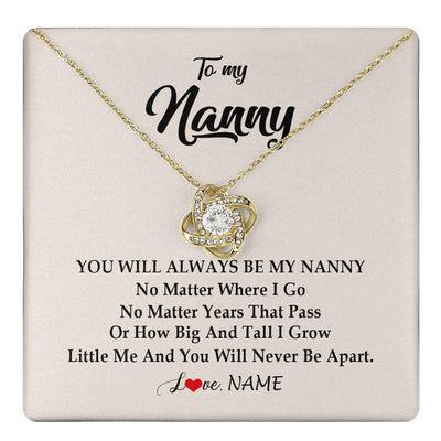 Love Knot Necklace 18K Yellow Gold Finish | 1 | Personalized Nanny Necklace You Will Always Be My Nanny Birthday Mothers Day Christmas Customized Gift Box Message Card | siriusteestore
