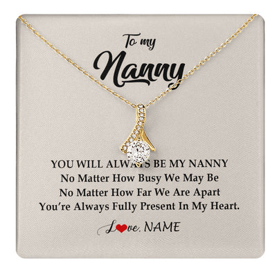 Alluring Beauty Necklace 18K Yellow Gold Finish | 1 | Personalized Nanny Necklace You're Always In My Heart Nanny Birthday Mothers Day Christmas Jewelry Pendant Customized Gift Box Message Card | siriusteestore