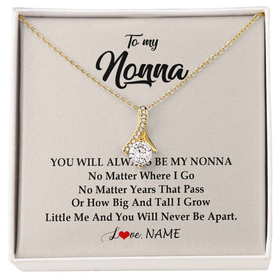 Alluring Beauty Necklace 18K Yellow Gold Finish | Personalized Nonna Necklace From Grandkids Granddaughter Grandson You Will Always Be My Nonna Birthday Mothers Day Christmas Customized Gift Box Message Card | siriusteestore