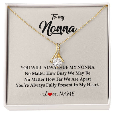 Alluring Beauty Necklace 18K Yellow Gold Finish | Personalized Nonna Necklace From Grandkids Granddaughter Grandson You're Always In My Heart Nonna Birthday Mothers Day Jewelry Customized Gift Box Message Card | siriusteestore