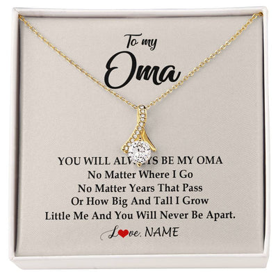 Alluring Beauty Necklace 18K Yellow Gold Finish | Personalized Oma Necklace From Grandkids Granddaughter Grandson You Will Always Be My Oma Birthday Mothers Day Christmas Customized Gift Box Message Card | siriusteestore