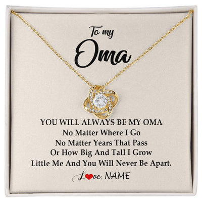 Love Knot Necklace 18K Yellow Gold Finish | Personalized Oma Necklace From Grandkids Granddaughter Grandson You Will Always Be My Oma Birthday Mothers Day Christmas Customized Gift Box Message Card | siriusteestore