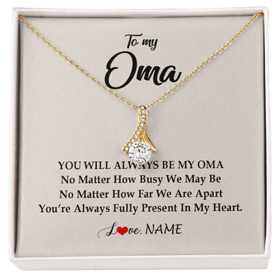 Alluring Beauty Necklace 18K Yellow Gold Finish | Personalized Oma Necklace From Grandkids Granddaughter Grandson You're Always In My Heart Oma Birthday Mothers Day Christmas Customized Gift Box Message Card | siriusteestore