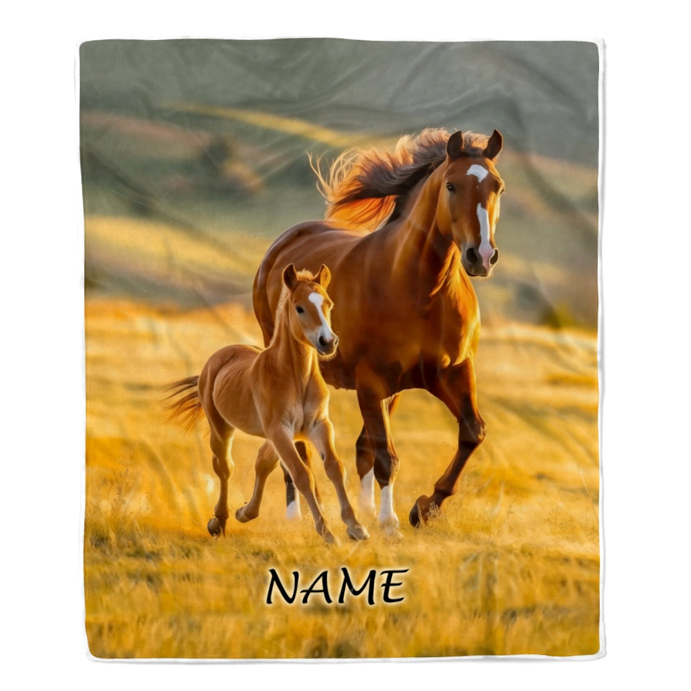 Personalized Running Horse Blanket Custom Name Equestrian Sport For Horse Boy Girl Men Women Birthday Christmas Customized Fleece Blanket | siriusteestore