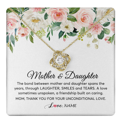 Love Knot Necklace 18K Yellow Gold Finish | 1 | Personalized The Bond Between Mother And Daughter Necklace Thank You Love Mom Jewelry Birthday Mothers Day Christmas Customized Gift Box Message Card | siriusteestore