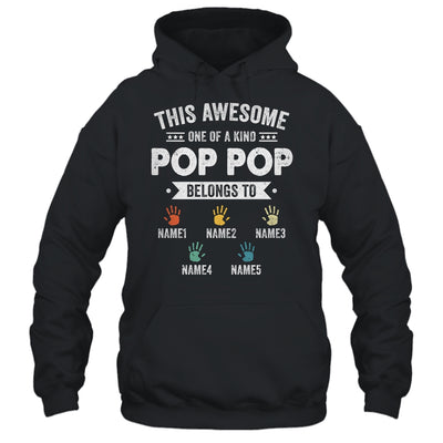 Personalized This Awesome Pop Pop Belongs To Custom Grandkids Name Color Hand Fathers Day Birthday Christmas Shirt & Hoodie | siriusteestore