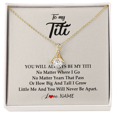 Alluring Beauty Necklace 18K Yellow Gold Finish | Personalized Titi Necklace From Niece Nephew You Will Always Be My Titi Birthday Mothers Day Christmas Customized Gift Box Message Card | siriusteestore