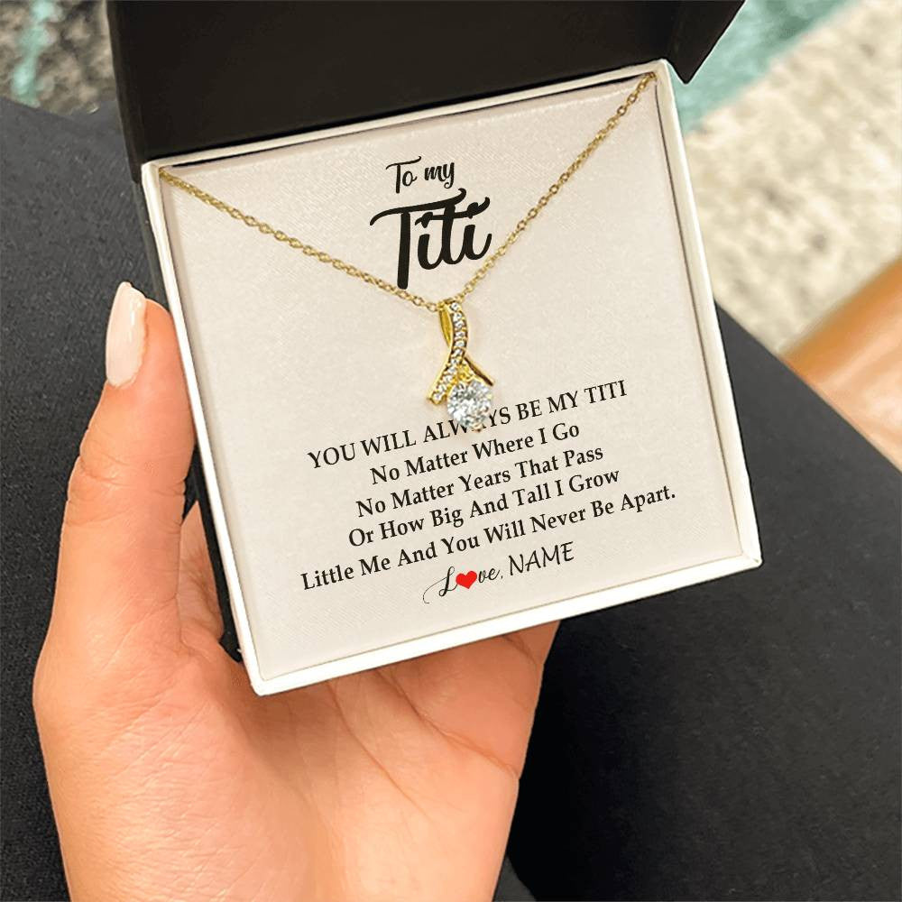 Alluring Beauty Necklace 18K Yellow Gold Finish | Personalized Titi Necklace From Niece Nephew You Will Always Be My Titi Birthday Mothers Day Christmas Customized Gift Box Message Card | siriusteestore