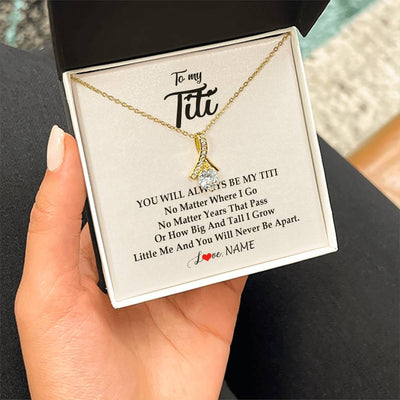 Alluring Beauty Necklace 18K Yellow Gold Finish | Personalized Titi Necklace From Niece Nephew You Will Always Be My Titi Birthday Mothers Day Christmas Customized Gift Box Message Card | siriusteestore