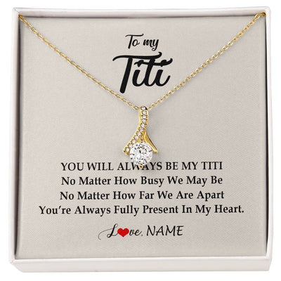 Alluring Beauty Necklace 18K Yellow Gold Finish | Personalized Titi Necklace From Niece Nephew You're Always In My Heart Titi Birthday Mothers Day Christmas Jewelry Pendant Customized Gift Box Message Card | siriusteestore