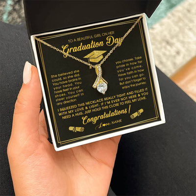 Alluring Beauty Necklace 18K Yellow Gold Finish | Personalized To A Beautiful Girl On Her Graduation Day Necklace For Daughter Granddaughter Sister Bonus Daughter Jewelry Customized Gift Box Message Card | siriusteestore