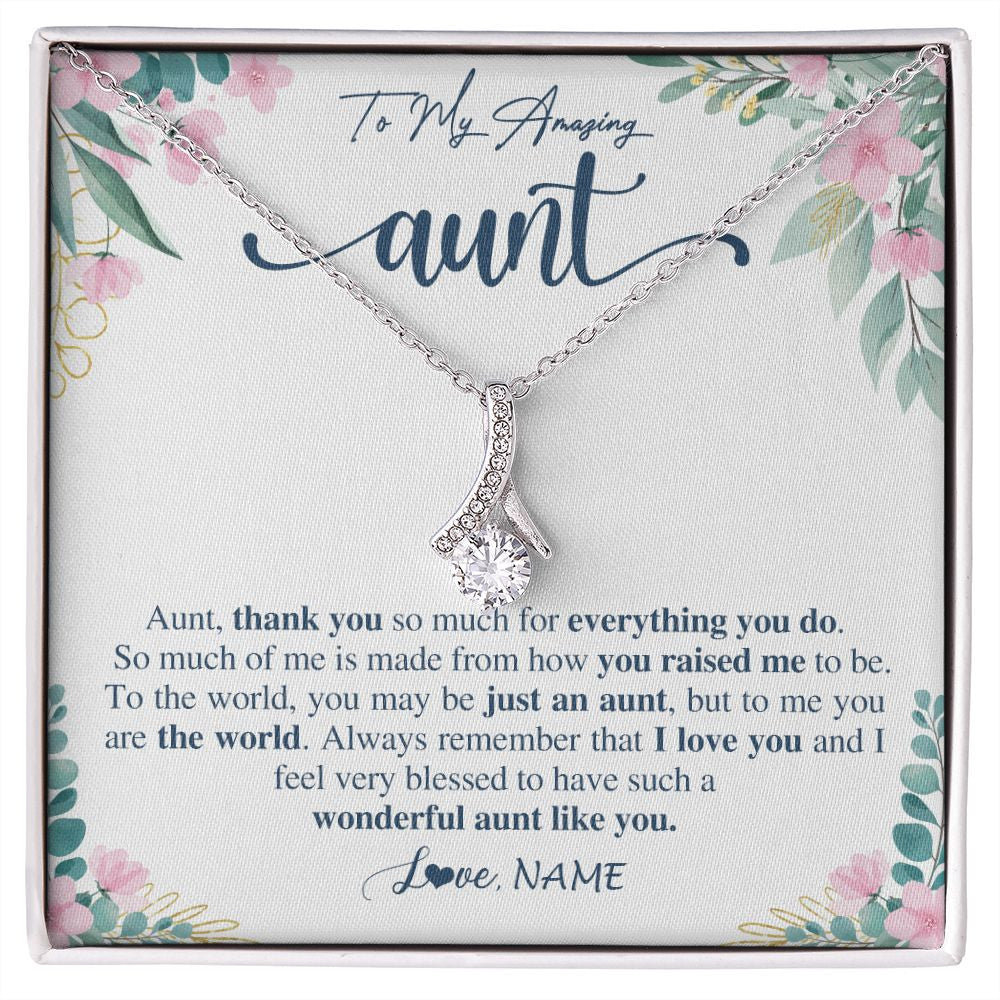 Alluring Beauty Necklace | Personalized To My Amazing Aunt Necklace From Niece Nephew Thank You For Everything You Do Aunt Mothers Day Birthday Christmas Customized Gift Box Message Card | siriusteestore