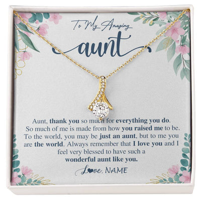 Alluring Beauty Necklace 18K Yellow Gold Finish | 1 | Personalized To My Amazing Aunt Necklace From Niece Nephew Thank You For Everything You Do Aunt Mothers Day Birthday Christmas Customized Gift Box Message Card | siriusteestore
