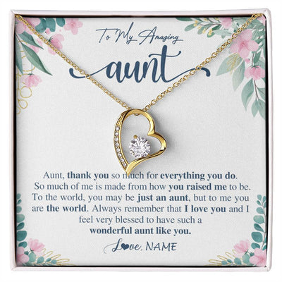 Forever Love Necklace 18K Yellow Gold Finish | 1 | Personalized To My Amazing Aunt Necklace From Niece Nephew Thank You For Everything You Do Aunt Mothers Day Birthday Christmas Customized Gift Box Message Card | siriusteestore