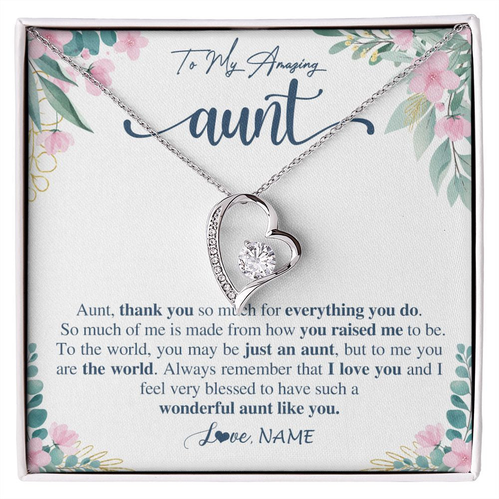 Forever Love Necklace | Personalized To My Amazing Aunt Necklace From Niece Nephew Thank You For Everything You Do Aunt Mothers Day Birthday Christmas Customized Gift Box Message Card | siriusteestore